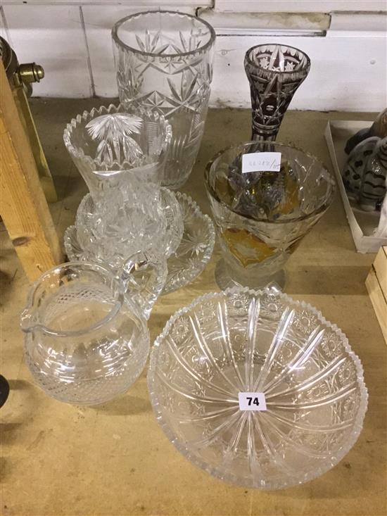 Bohemian cut glass vases & others